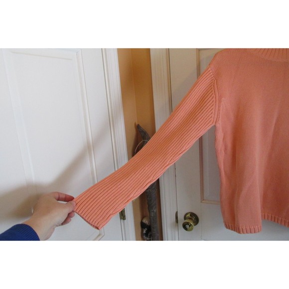 Talbots Womens Peach 100% Mercerized Cotton Mock Neck Long Sleeve Sweater Size M - Picture 3 of 6